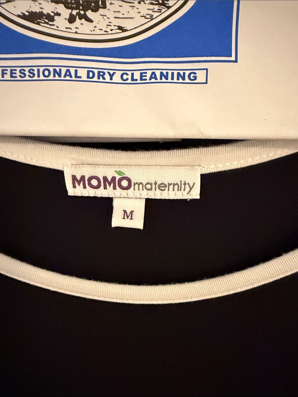 MOMO Maternity Black Top with Cream Trim